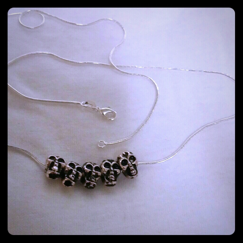 Antique silver skull necklace